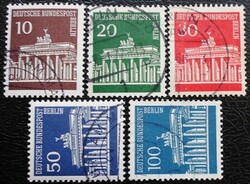 Bb286-90p / Germany - Berlin 1966 Brandenburg Gate stamp set stamped