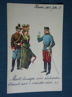 Postcard, Edgar Schmidt, artist, litho, soldier, veteran, hussar, uniform, 1900