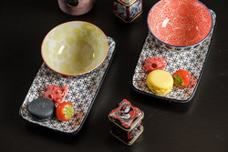 Asian flowers 4-piece modern design porcelain tableware for 2 people