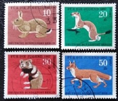 Bb299-302p / germany - berlin 1967 for youth : furry animals stamp set stamped