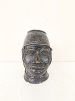 Antik afrikai patinás bronz kis fej szobor Afrika Benin 926 8591