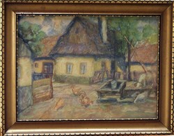 Unknown painter (Central 20th century): boom well in the village