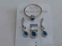 HUF 1 never worn 925 sterling silver topaz stone earrings and pendant and ring set