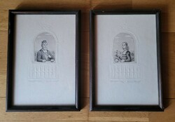 Artner margit, marked, etching, 2 pieces together or separately in a glazed frame