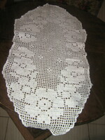 Beautiful white antique hand-crocheted floral tablecloth