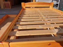 For sale: a 140 pine double bed with a headboard and wooden furniture, in good condition, completely pine