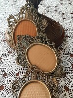 Barokk stílusú réz vagy bronz ovális képkeretek 3 db egyben
