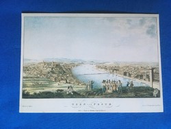 Postcard from 1995: view of Buda and Pest from Gellert Hill. Petrich a. Drawing, richter a. Copperplate