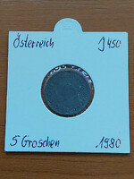 Austria 5 groschen 1980 zinc, in paper case