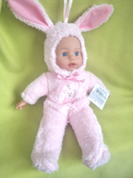 Doll with bunny ears, dressable, in a pink dress (new!) for Andrea!