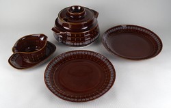 1Q892 Vintage European Ceramic Set with Brown Glaze