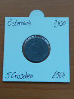 Austria 5 groschen 1964 zinc, in paper case