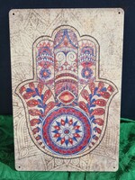 Fathima keze - Hamsa dekorációs  Vintage fém tábla ÚJ! (37)