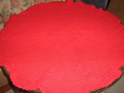 Beautiful floral red handmade crochet tablecloth