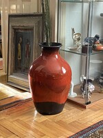 Large German retro ceramic floor vase painted red