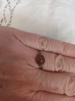Old handmade silver ring with amber stone for sale!