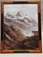 Astrid Walford (1907_1984): Alpine landscape; oil - veneer painting