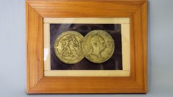 Ferenc József copper commemorative plaque framed