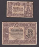 100 Korona in pairs (1920 and 1923) (vg,vg)