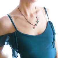 Turquoise glass jewelry, necklace