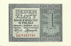 1 Zloty 1941 Poland 3. Aunc