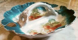 Flues table fruit tray, porcelain with frilled edges and gilding