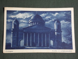 Képeslap,Postcard,Esztergom, Bazilika az oszlopcsarnokkal látkép részlet, 1941