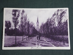 Postcard, road leading to Mary's Hermitage Church, view of church, 1930