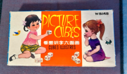 Retro wooden letter-picture matching cube puzzle