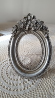 Antique silver-colored, beautiful pink small picture frame