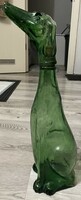 Empoli green decanter - vintage Italian 1960s dog shaped wine decanter bottle