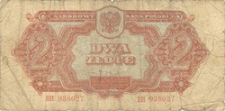 2 zloty zlotych zlote 1944 Lengyelország VH.