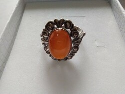 Antique carnelian stone silver ring
