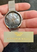 Victoria walls — new york women's wristwatch Amanda decorated with crystals, greenish-gray dark mother-of-pearl