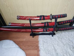 Samurai sword set with stand