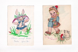 H:159 hand-drawn Easter greeting cards 2 in one