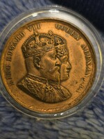 1902-es Woolwich Edward VII nagyon szép koronázási Bronz Medalja