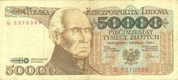 50000 Zloty zlotych 1989 Poland 1.