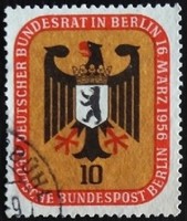 Bb136p / Germany - Berlin 1956 the Federal Council in Berlin stamp series 10 pf. Its value is sealed