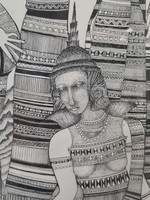 Lajos Ferenc szignált nagyméretű nyomat- Táncosnő, 1984