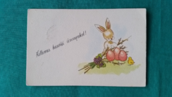 Régi grafikus húsvéti képeslap, rajz: Zombori Éva
