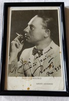 Seress Rezső (1889-1968) zeneszerző által aláírt baráti emlék fotó, autogram 1943-ból új keretben