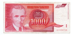 1,000 Dinars 1992 Yugoslavia