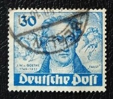 Bb63p / Germany - Berlin 1949 Johann Wolfgang von Goethe stamp series 30 pf. Its value is sealed