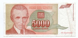 5,000 Dinars 1993 Yugoslavia