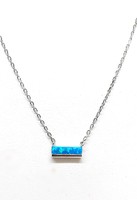 Opal stone silver chain with pendant (zal-ag115051)