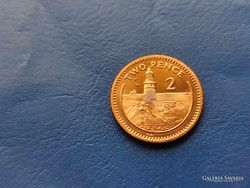 Gibraltar 2 pence 2000 lighthouses! Elder Elizabeth II! Ouch! Rare!