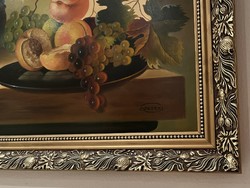 Oil painting: still life of Andor fruit from Szepes with sign, in a nice frame