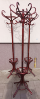 4 thonet hangers, bent, steamed beech wooden hangers, cherry burgundy tone