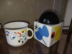 Mug and porcelain storage box in pop-art style